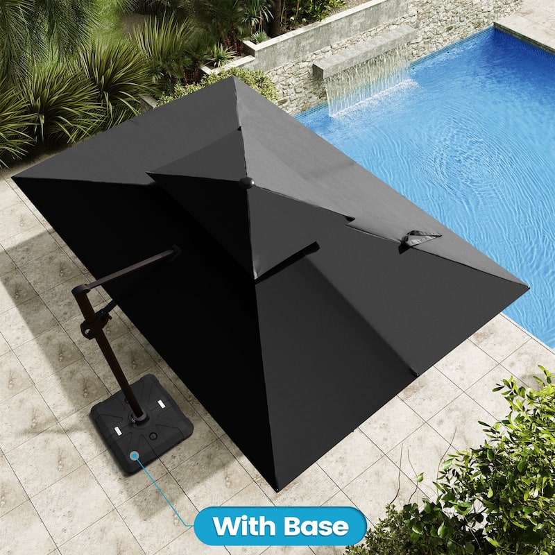 9 x 12 ft Outdoor Double Top Patio Cantilever Umbrella with Base