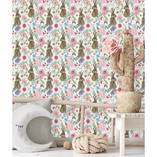 Hares between Flowers Wallpaper Peel and Stick and Prepasted - Bed Bath ...