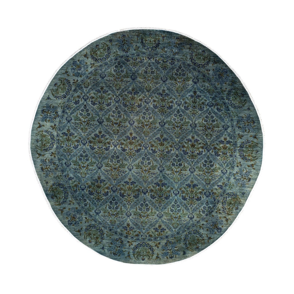 Overdyed One-of-a-Kind Hand-Knotted Area Rug - Green - 10' 1" x 10' 1"
