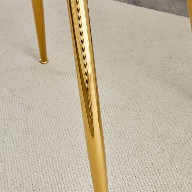 Roomfitters Round Glass Dining Table with 40 Inch Top and Gold Plated Metal Legs for Living or Dining Room, Golden