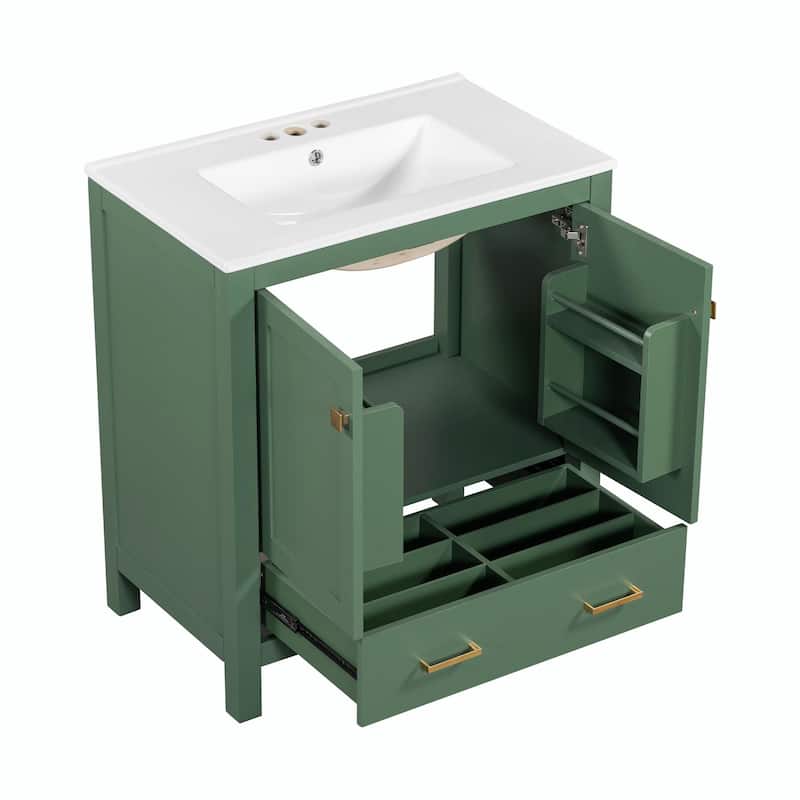30" Bathroom Vanity with Single Sink, Combo Cabinet, 2 Doors, 1 Drawer