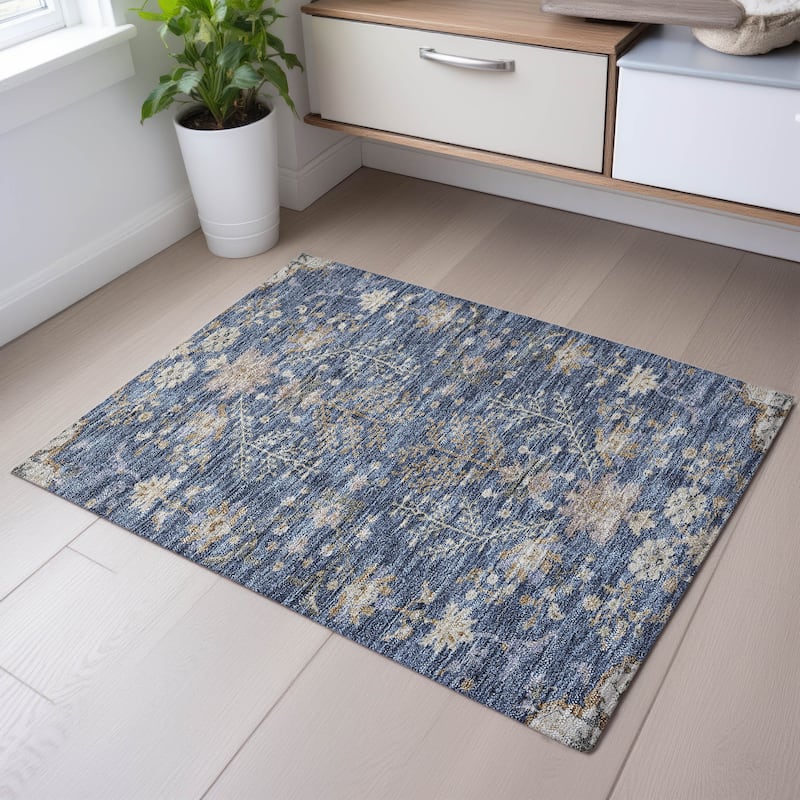 Premium Washable Super Soft Traditional Ozark Mayfield Rug - Blue - 1'8" x 2'6"