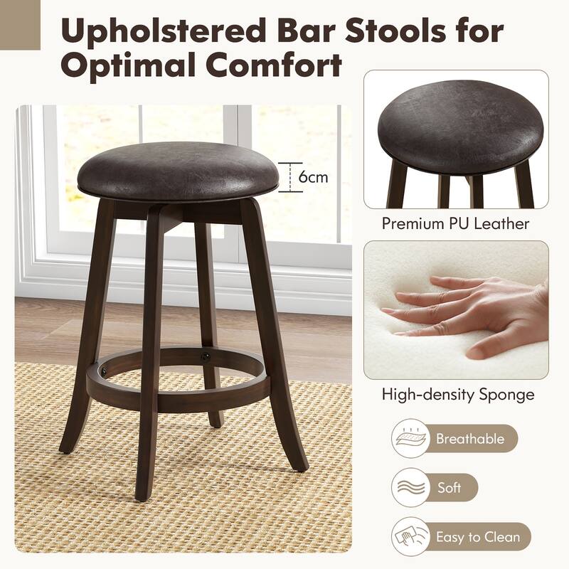 Gymax 24'' Counter Height Stools Set of 2 w/ Swivel Round Seat &