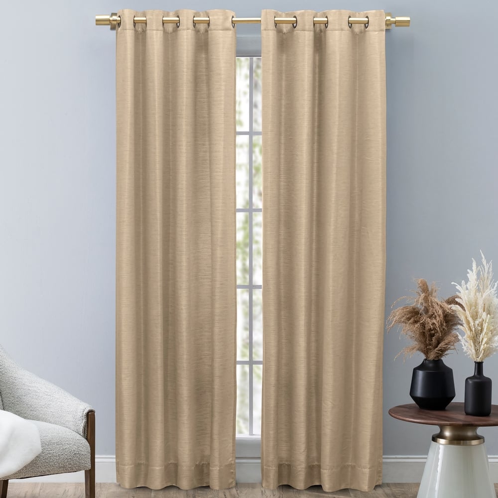 Porch & Den Peete Grasscloth Grommet Curtain Panel