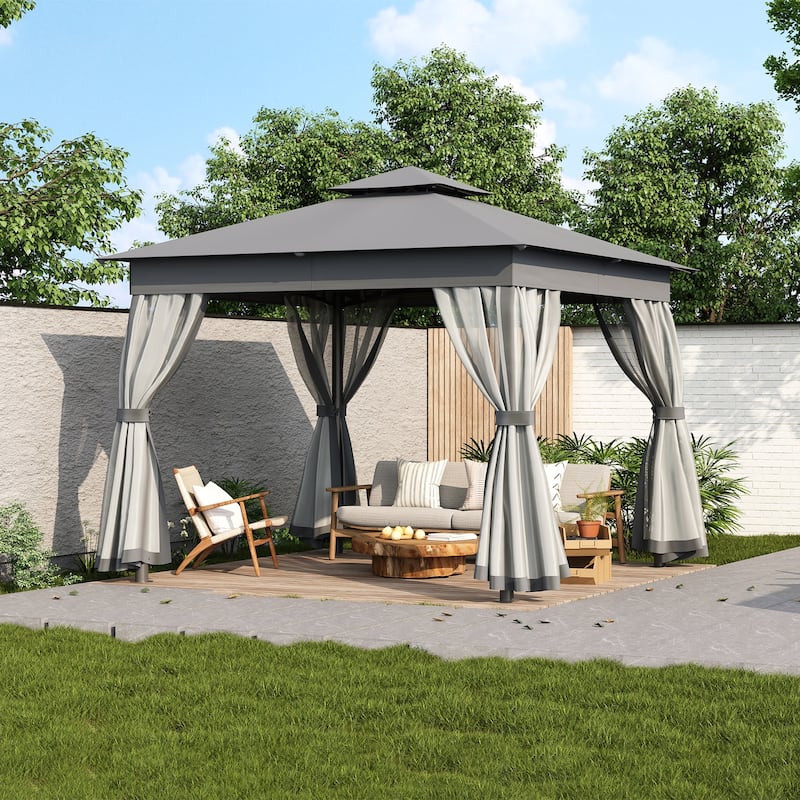 10x10 Outdoor Gazebo Tent with Double Roofs