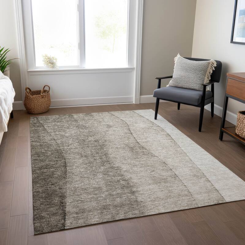 Machine Washable Indoor/ Outdoor Chantille Modern Horizon Rug