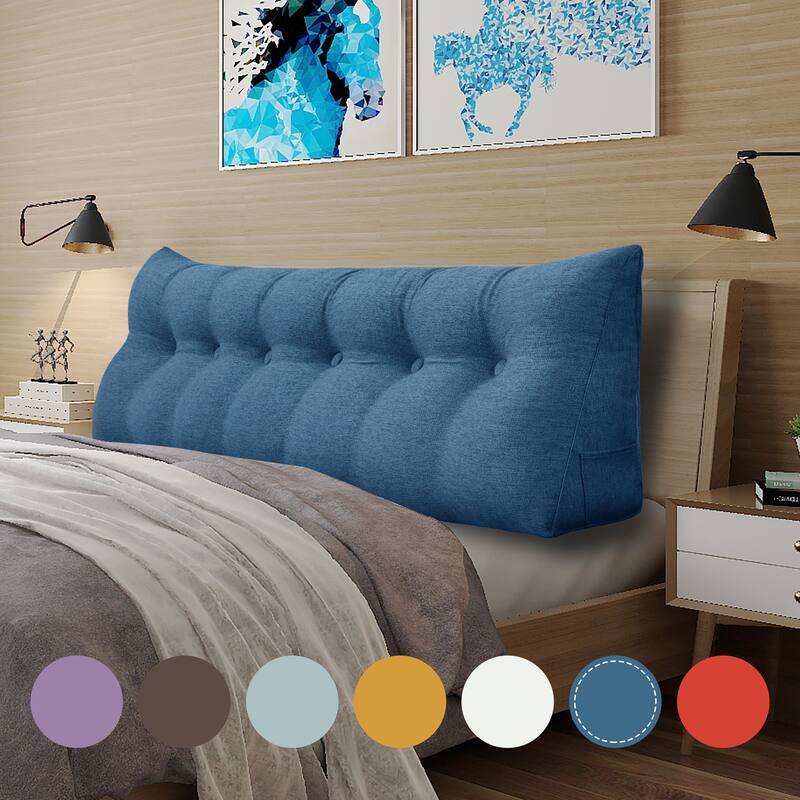 WOWMAX Bed Rest Wedge Reading Pillow Headboard Back Support Cushion - California King - Blue