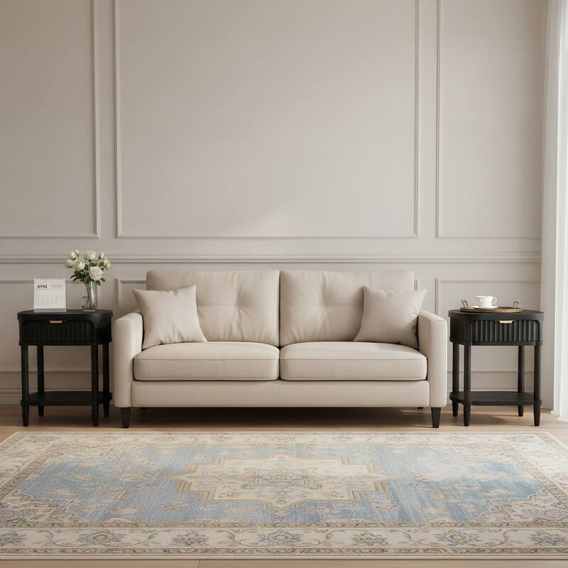 NightStand with Drawer - Modern Bedside Table with Open Shelf