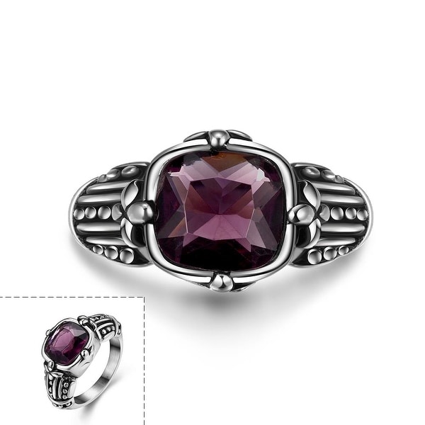 Vienna Jewelry Lavender Gem Stainless Steel Ring