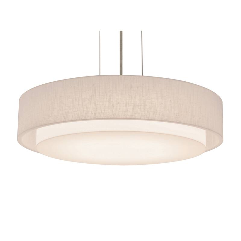Sanibel 16-inch Satin Nickel LED Pendant, Linen White Shade - Satin Nickel