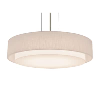 Sanibel 16-inch Satin Nickel LED Pendant, Linen White Shade
