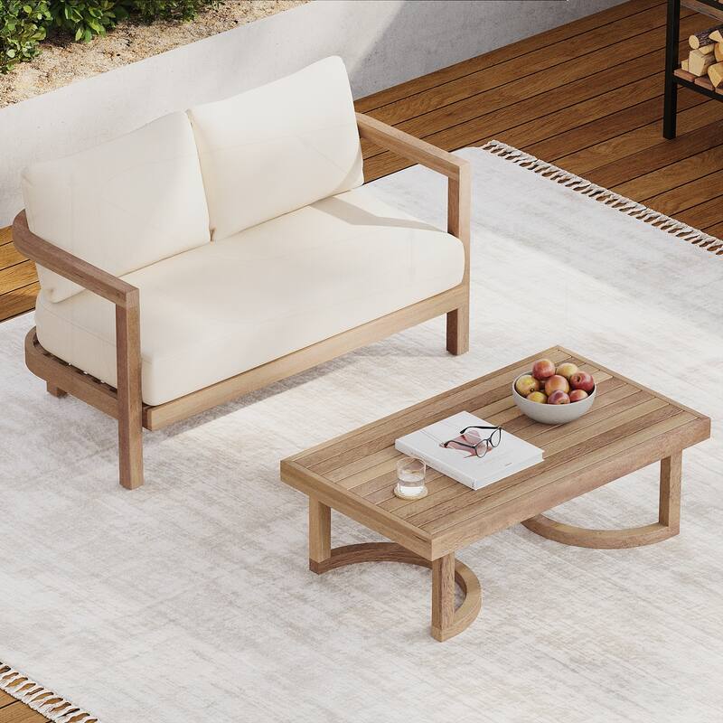 2 - Person Outdoor Acacia Wood Patio Seating Group