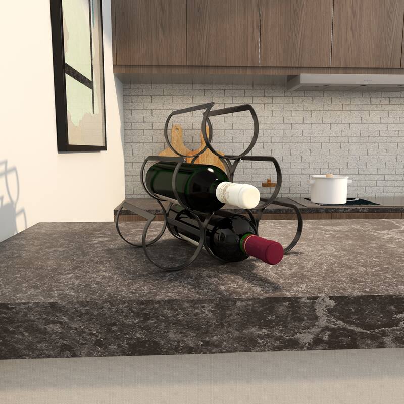Black Metal Minimalistic 6 Bottle Wine Rack with Curved Holders