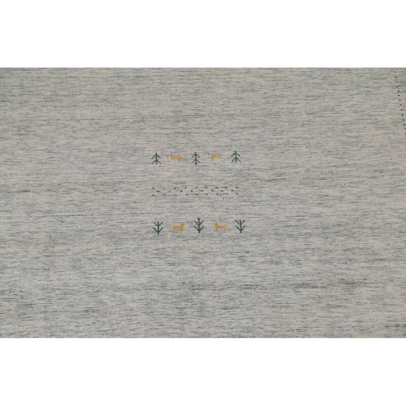 Tribal Ivory Gabbeh Area Rug Handmade Indian Wool Carpet - 9'2"x 11'8"