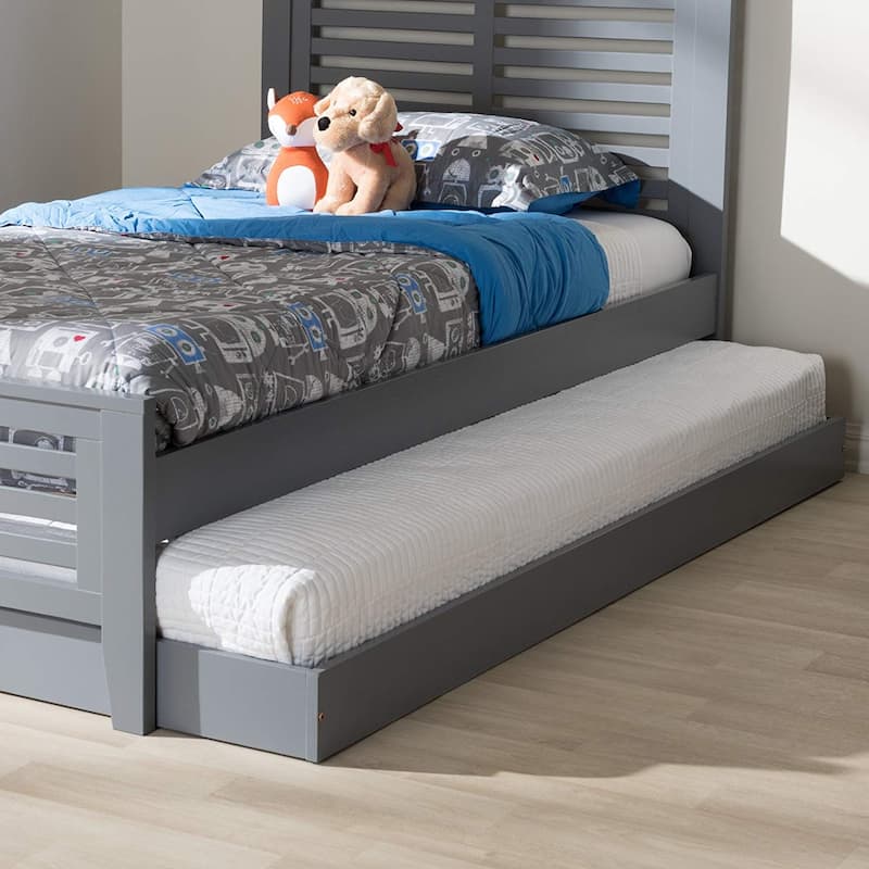Twin Trundle Bed with Wheels - Boho Style Daybed Frame - Modern Bedroom Furniture