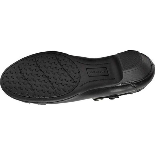 Women/'s Rockport Cobb Hill Abbott Curvy Block Heel Black Leather