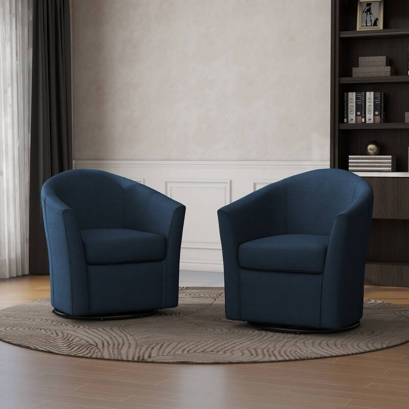 Linen Armchair Swivel Barrel Accent Chairs for Living Room
