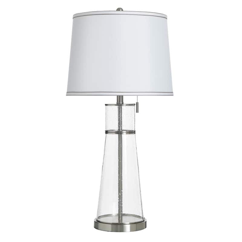 StyleCraft Doris Table Lamp - Clear Seeded, Brushed Steel, White