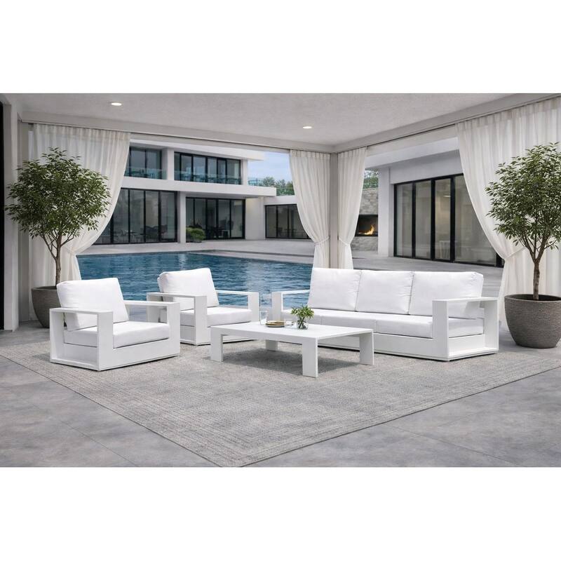 Ascot White 4-Piece Aluminum Outdoor Conversation Seating Set