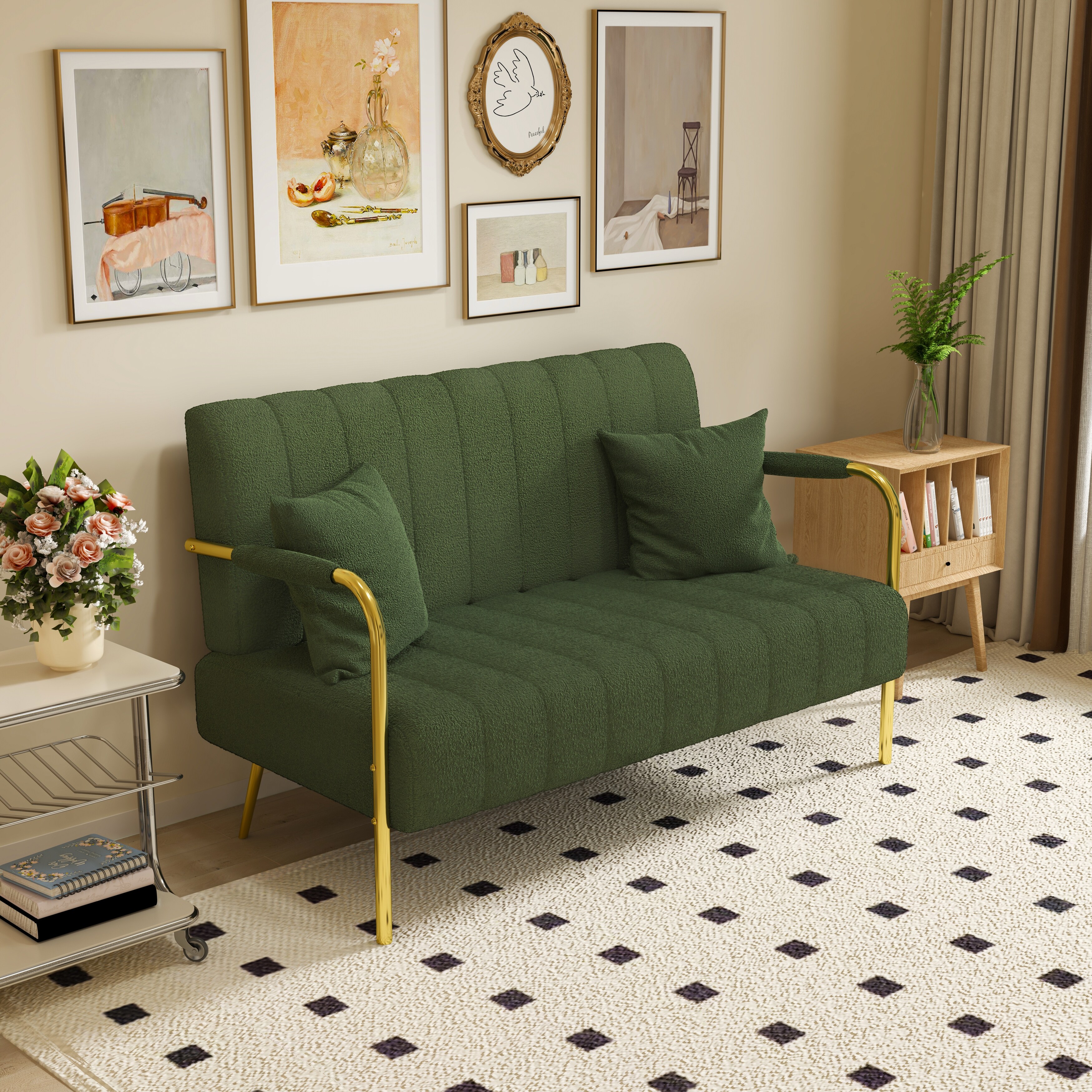 59inch Teddy Fleece Sofa for Living Room