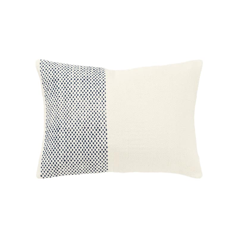 Rizzy Home Transitional Natural Decorative Pillow Cover 14"x20" - Natural/Deep Dark Blue
