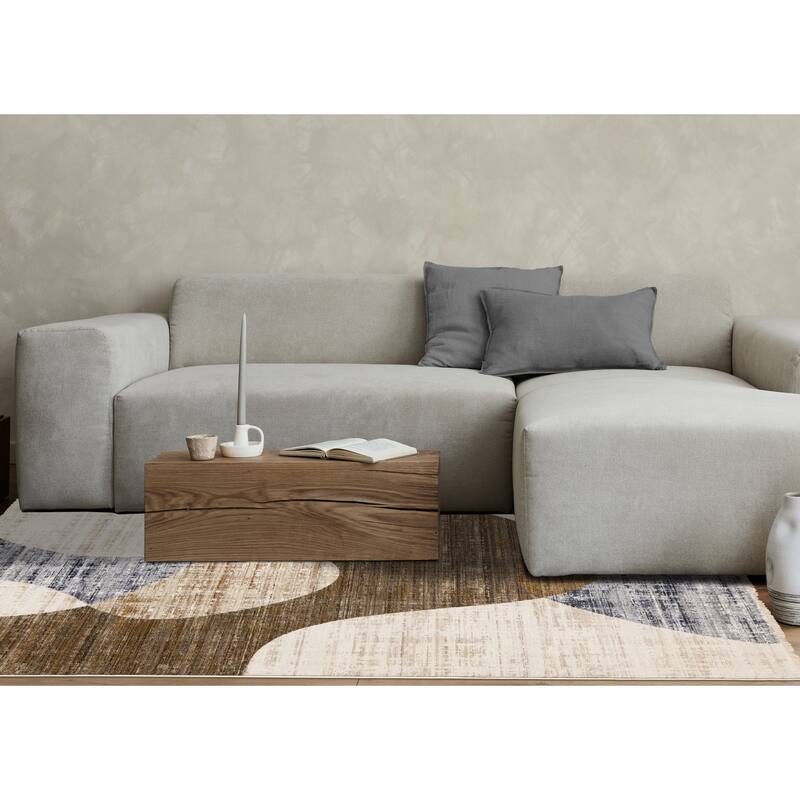 Sydney Collection - Cream Brown Grey Curves Area Rug