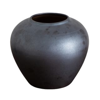7-in Black Round Urn Vase
