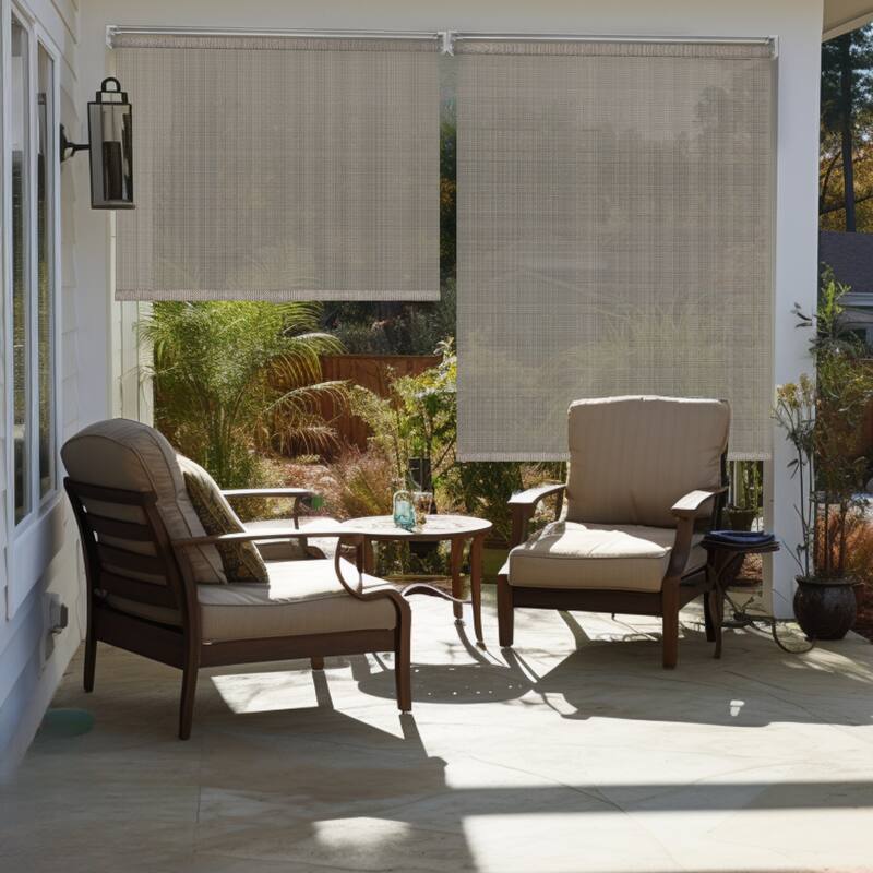 CHICOLOGY Cordless Outdoor Solar Shade, Exterior Roller Shade, UV Protrection Window Blind