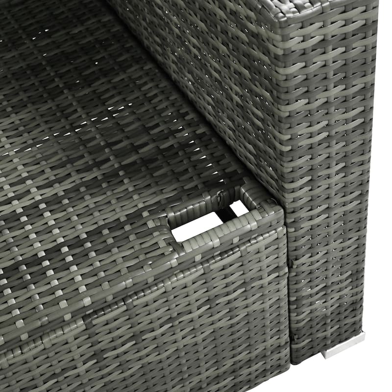 6-Piece All-Weather Outdoor PE Rattan Sofa Set - Patio Wicker Sectional with Storage Box, Removable Covers & Table