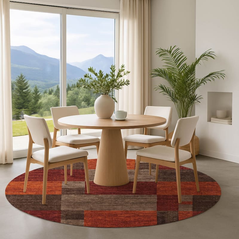 Premium Washable Super Soft Casual Contemporary Mayfield Rug - Chocolate - 8' x 8'