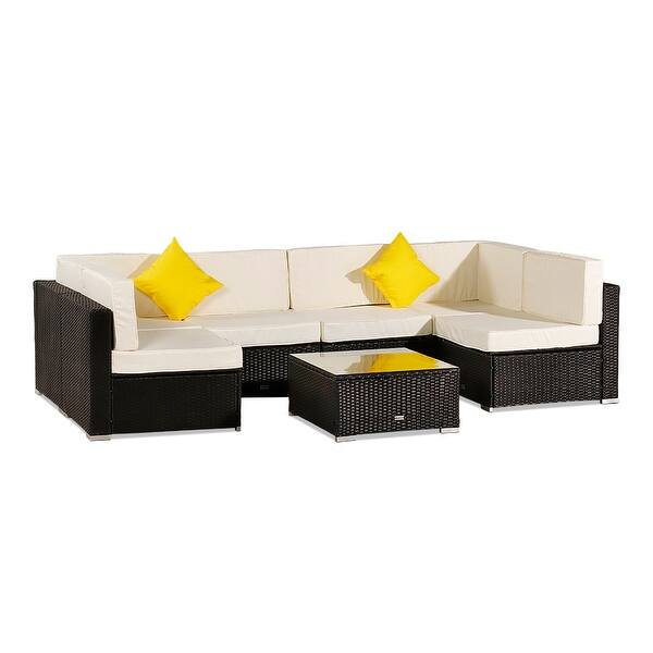 Shop 4 7 Pieces Patio Pe Rattan Sofa Set Outdoor Sectional Wicker Furniture Set Overstock 31423767