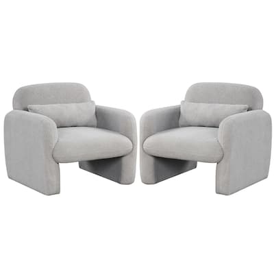 Gymax 2PCS Modern Accent Chair Sherpa Fabric Upholstered Armchair w/
