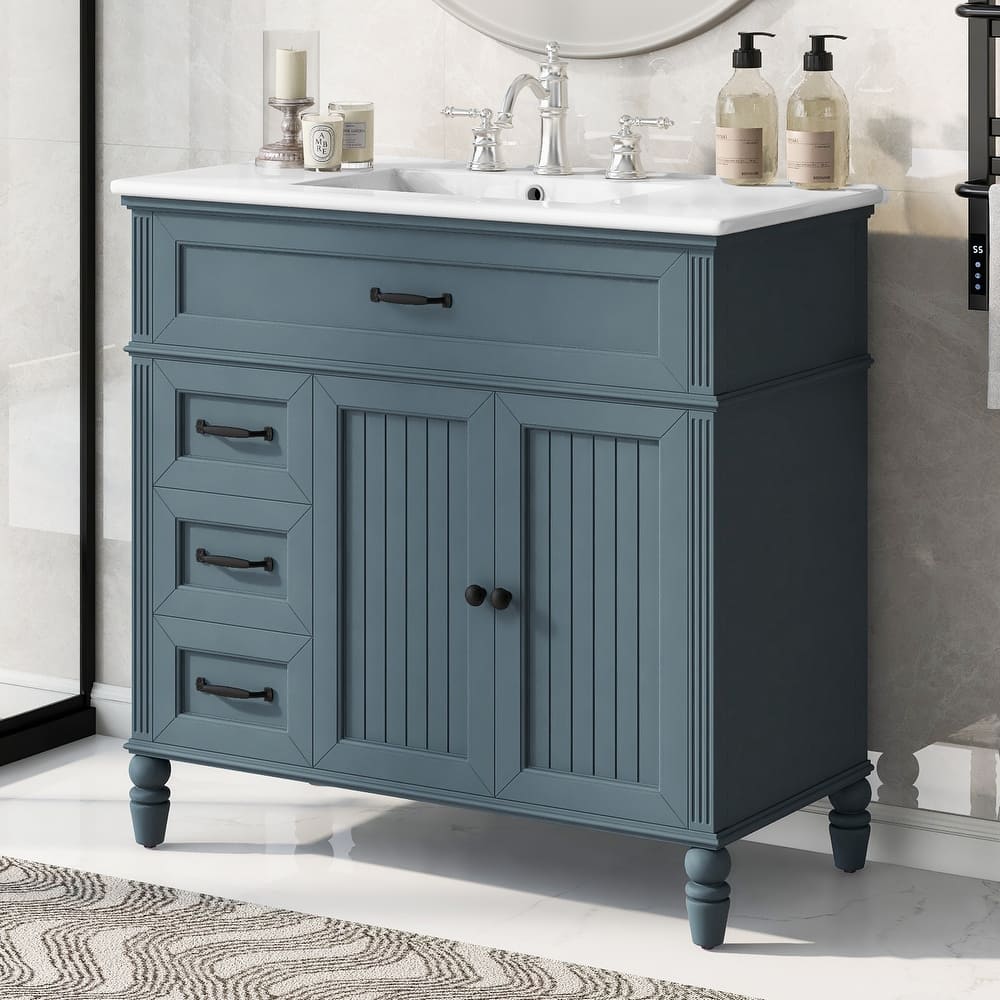 Christopher Knight Home Yvenith 36" Bathroom Vanity with Ceramic Sink - 36.00" Lx 18.5" W x 34.4" H