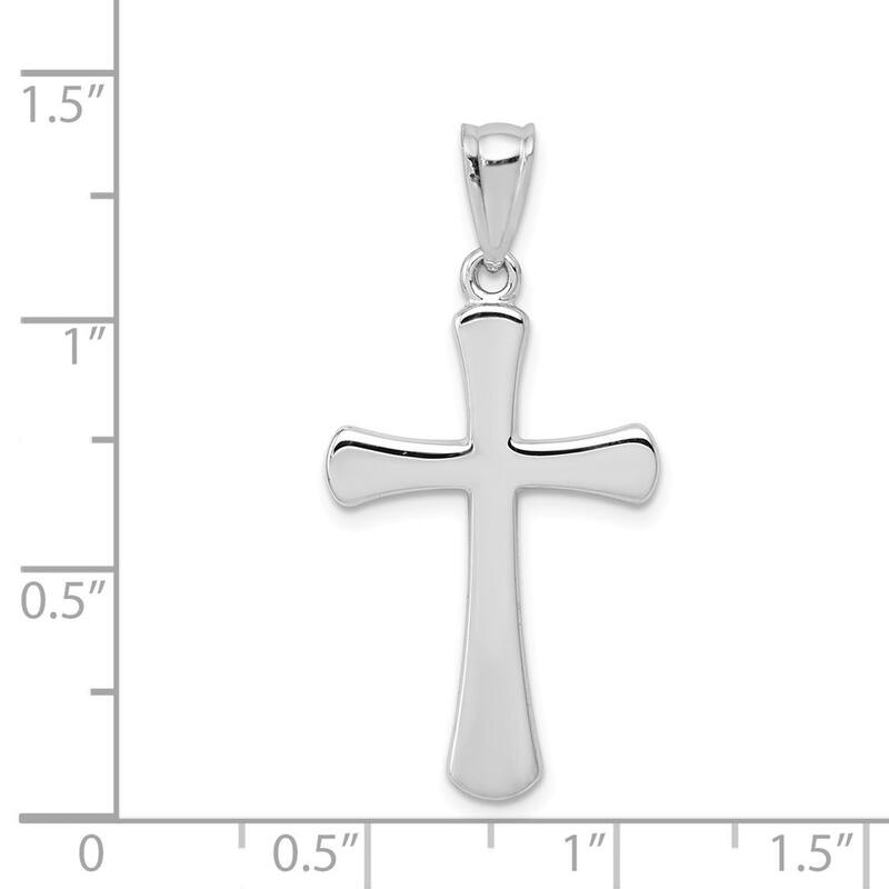 Curata 14k White Gold 18" Polished Smal Rounded Cross Necklace - 23x16mm