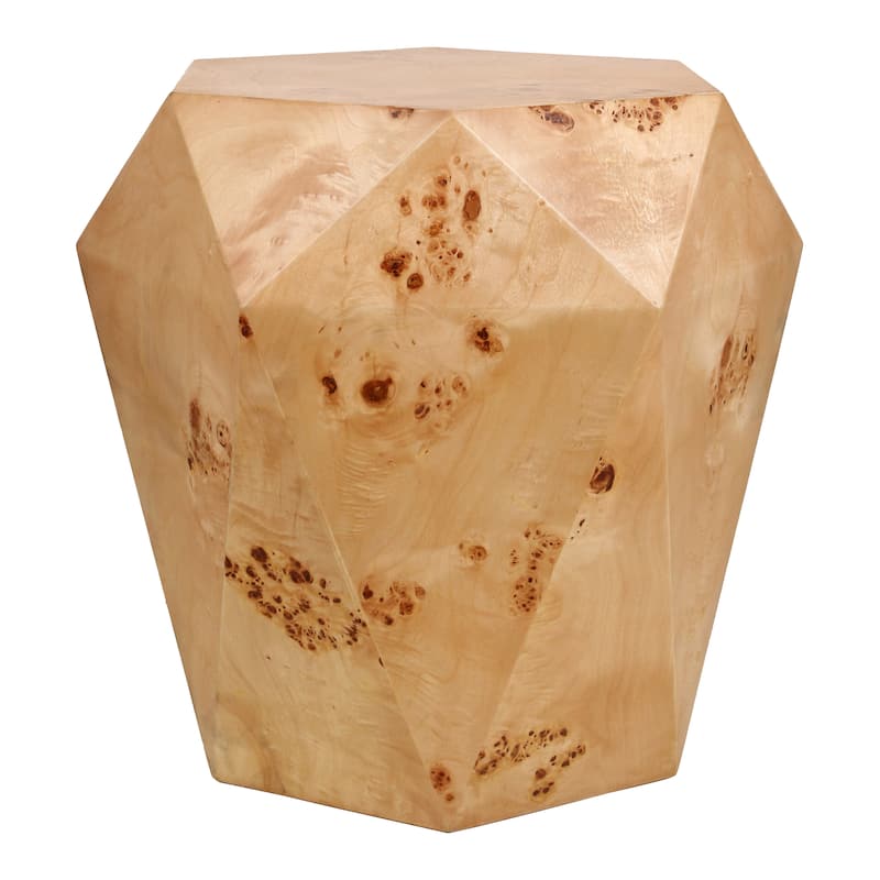 NPD Furniture Malva Burl Wood Geometric Side Table - Natural Burl