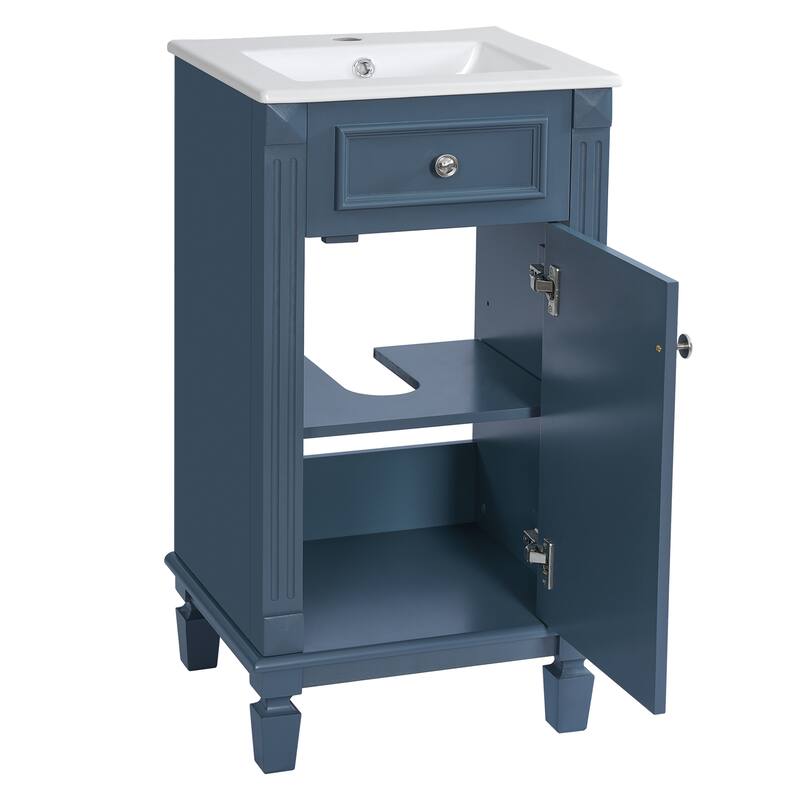 Small Bathroom Vanity Cabinet Single Vanity Set with Ceramic Sink
