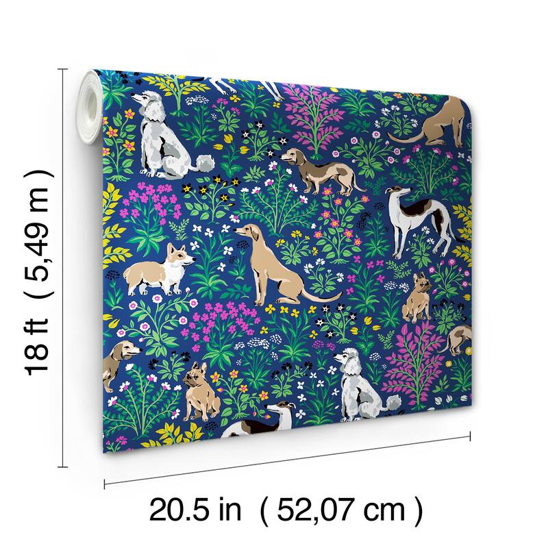 Printfresh Must Love Dogs Indigo Peel and Stick Wallpaper