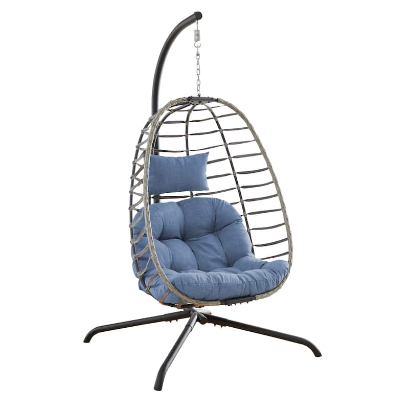 Wicker Outdoor Hanging Egg Swing Chair with Cushion