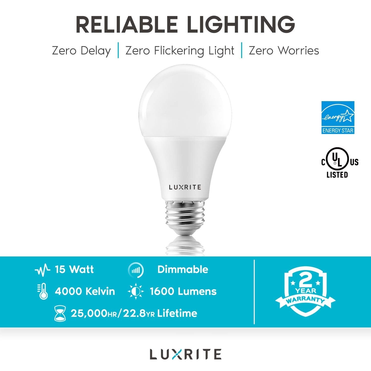 Luxrite A19 LED Light Bulbs 100W Equivalent Dimmable, 1600 Lumens, Enclosed  Fixture Rated, Energy Star, E26 Base 4-Pack On Sale Bed Bath  Beyond  28797561