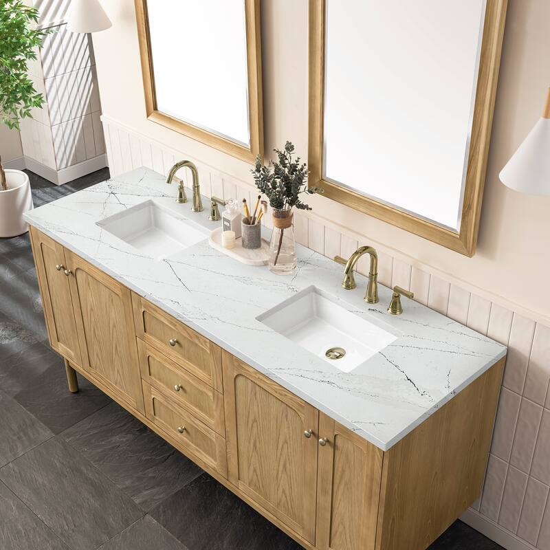 James Martin Vanities Laurent 72" Double Vanity, Light Natural Oak
