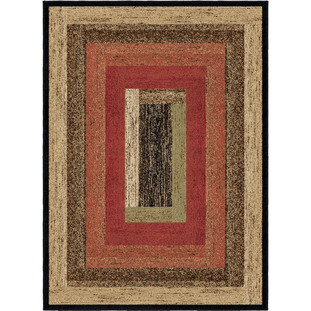 Mayberry Hearthside Rustic Panel Striped Lodge Area Rug