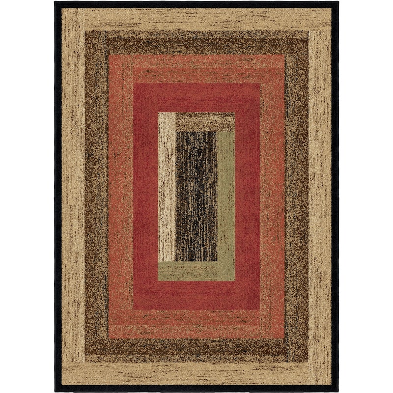 Mayberry Hearthside Rustic Panel Striped Lodge Area Rug - 7'10" x 9'10"