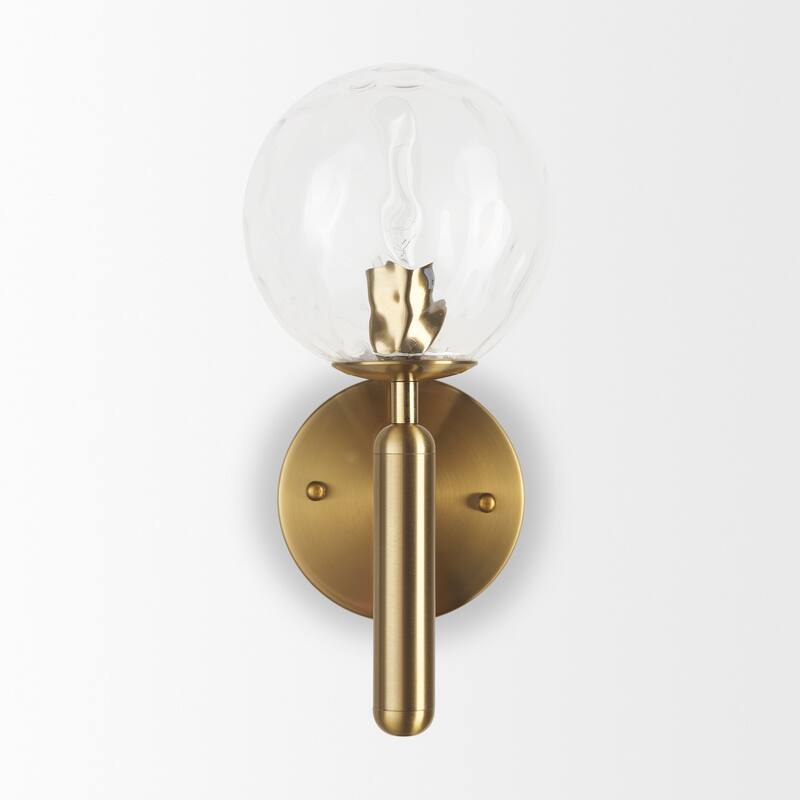 Britton Gold Metal w/ Clear Glass Globe 1-Light Wall Sconce - 5.9L x 5.9W x 12.6H