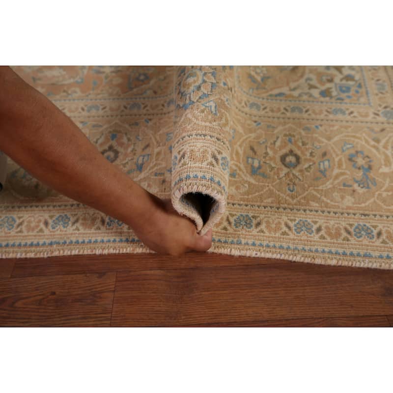 Traditional Mashad Vintage Persian Area Rug Handmade Wool Carpet - 7'0" x 9'10"