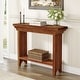 preview thumbnail 1 of 7, 39.37" Solid Wood Console Table, Small Entryway Table with Shelf Walnut Brown