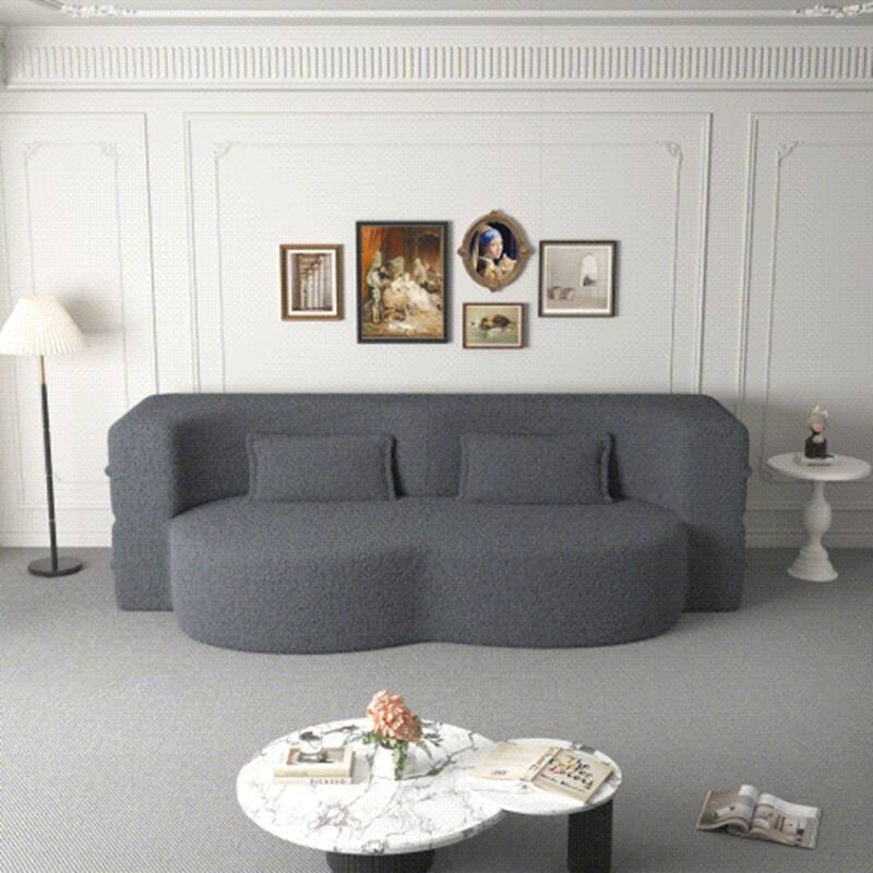 Versatile Convertible Foam Sofa Bed with Removable Cushions and Pillows