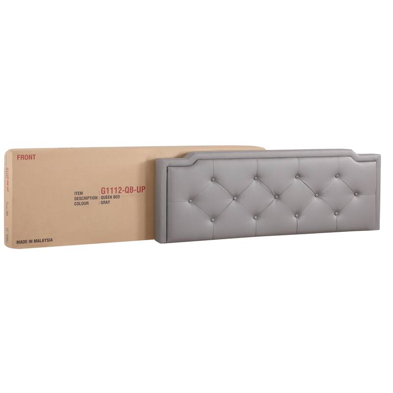 Full Size PU Tufted Platform Bed with Adjustable Headboard