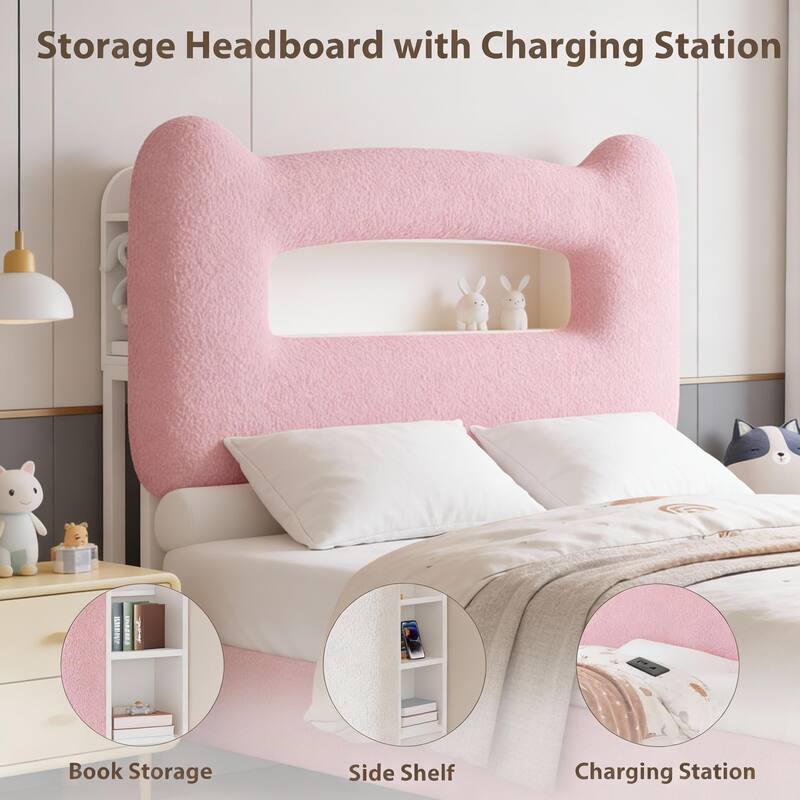 Led Bed Frames, with Storage Headboard and Charging Station