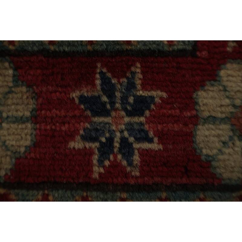 Hand Knotted Oriental 100% Wool Carpet Traditional Geometric Navy Blue & Blues Kazak Area Rug - 3' 1'' X 2' 1''