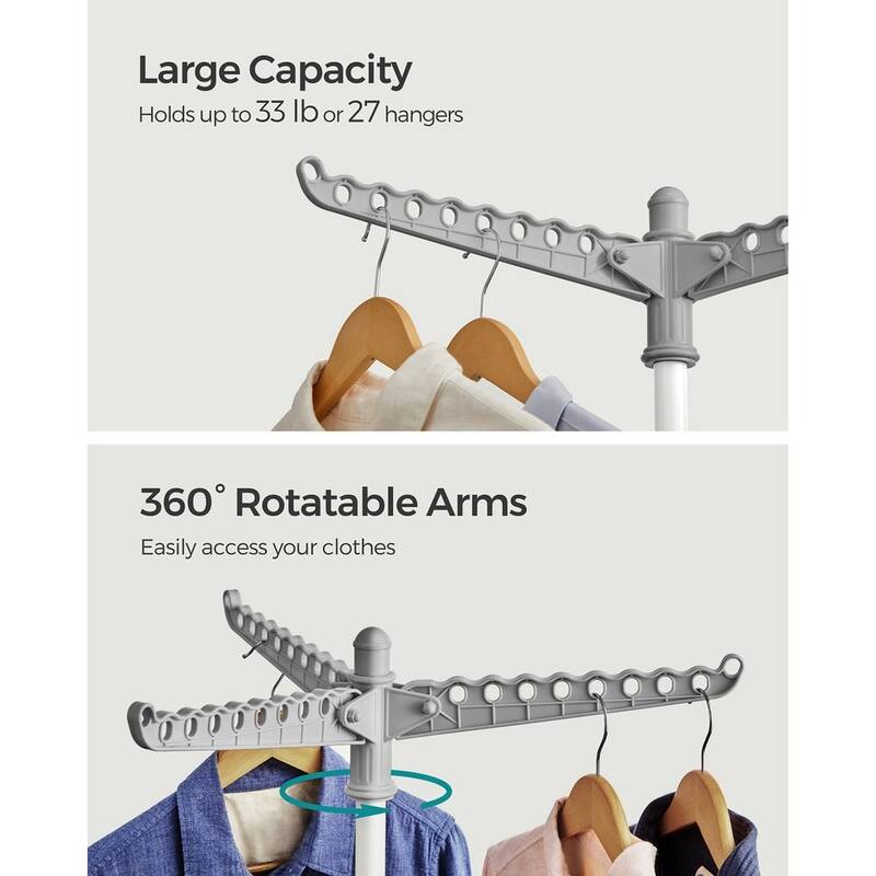 Stainless Steel Foldable Clothes Drying Rack with 360° Rotatable Arms Large Capacity and Space-Saving Design